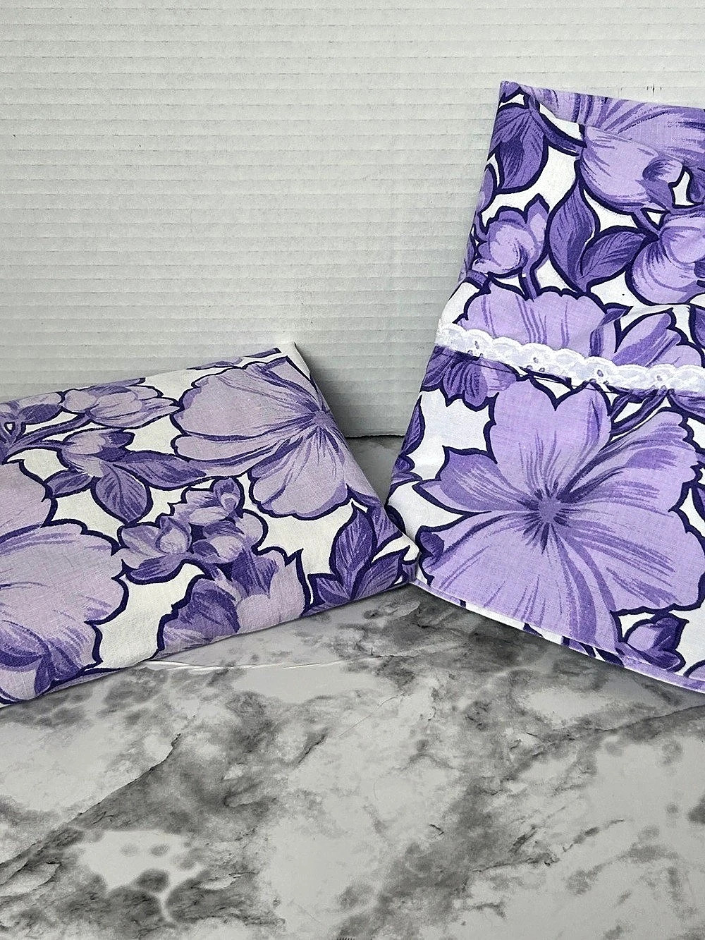 Set of Vintage Purple & White Floral Pillow cases